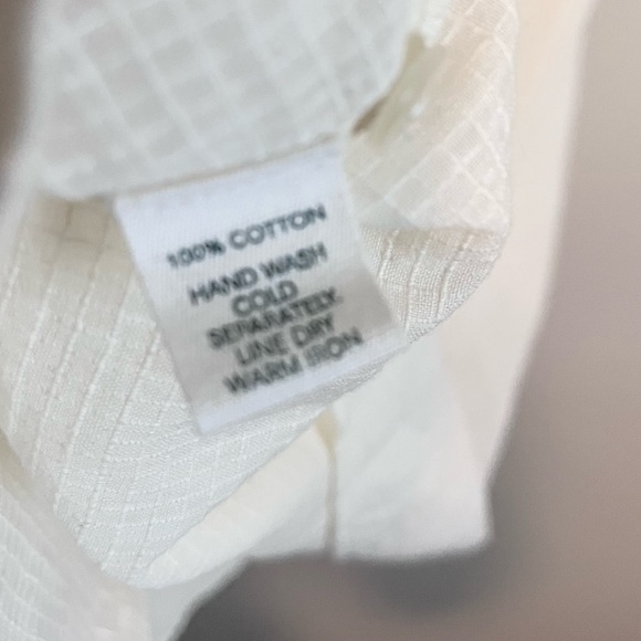 Taylor Tall Drop Shoulder Shirt Textured Grid Cotton Cream, Size 8 Tall - Picture 6 of 6